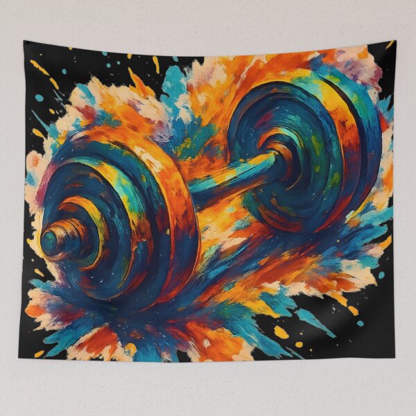 Item preview, Flaming Dumbbell Explosion designed and sold by AI-Only Creations.