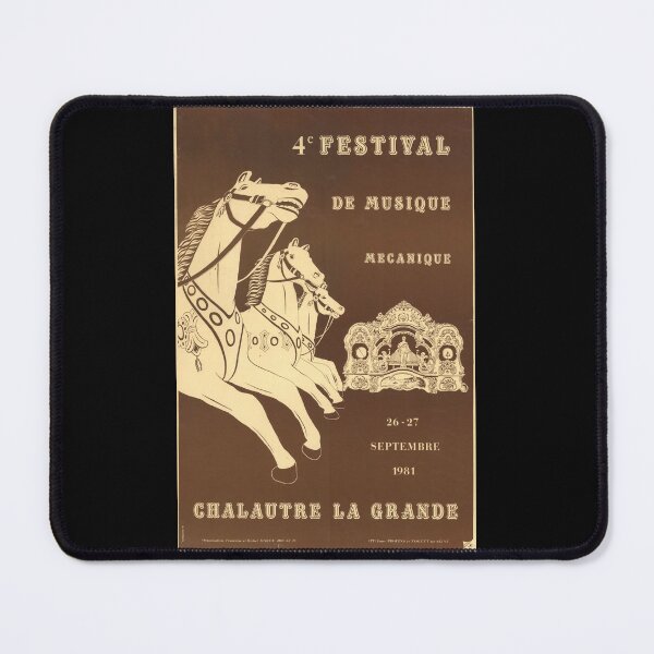 Item preview, Vintage Music Festival Poster | 4e Festival de Musique Mécanique 1981 | Carousel Horses & Mechanical Music Art Print designed and sold by artofuniverse.