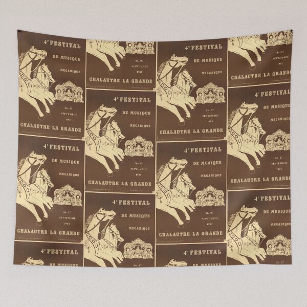 Item preview, Vintage Music Festival Poster | 4e Festival de Musique Mécanique 1981 | Carousel Horses & Mechanical Music Art Print designed and sold by artofuniverse.