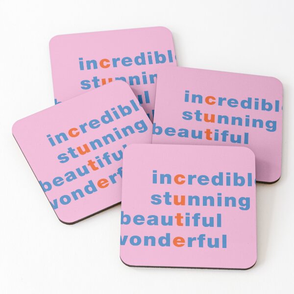 Item preview, Incredibly Cute Helvetica Text Art in Blue, Orange and Pink designed and sold by Pinkdeer Designs.