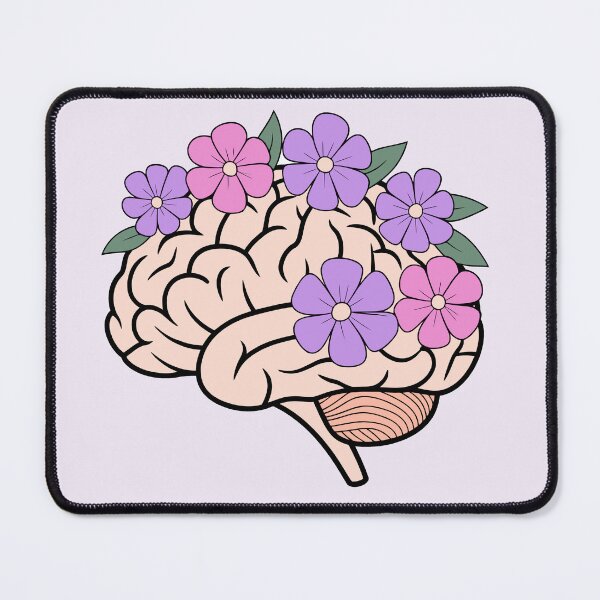 Item preview, Floral Brain Anatomy Art – Pink and Purple Pastel Design designed and sold by EmeraldeaArt.
