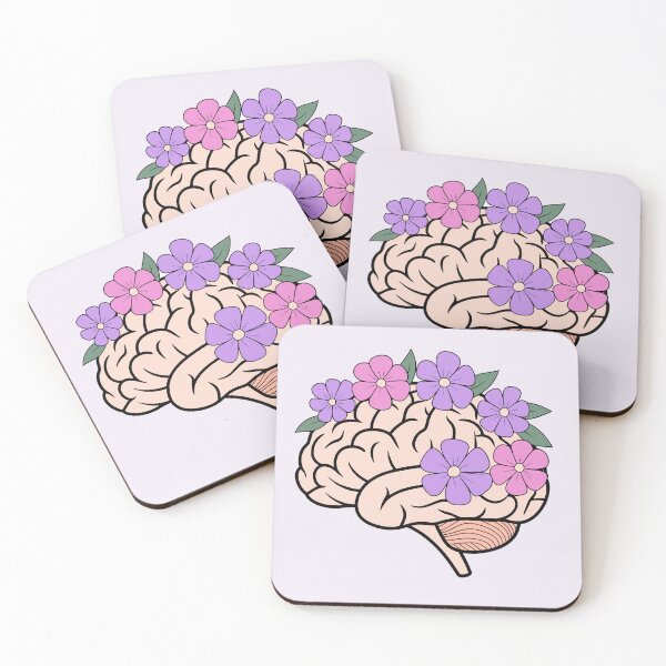 Item preview, Floral Brain Anatomy Art – Pink and Purple Pastel Design designed and sold by EmeraldeaArt.