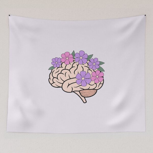 Item preview, Floral Brain Anatomy Art – Pink and Purple Pastel Design designed and sold by EmeraldeaArt.