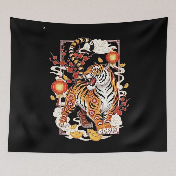 Item preview, Auspicious Tiger Blossom Fortune designed and sold by ZodiacWonders.