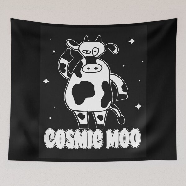 Item preview, Cosmic Moo – Funny Space Cow Drawing | Black and White Cute Animal Art designed and sold by InFrameVision.