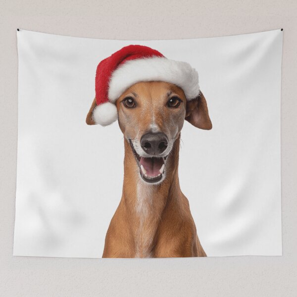 Item preview, Cute Azawakh dog Christmas Art — Azawakh dog Wearing Santa Hat designed and sold by LazyOwlStore.