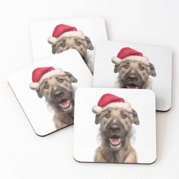 Item preview, Cute Belgian Laekenois Christmas Art — Belgian Laekenois Wearing Santa Hat designed and sold by LazyOwlStore.