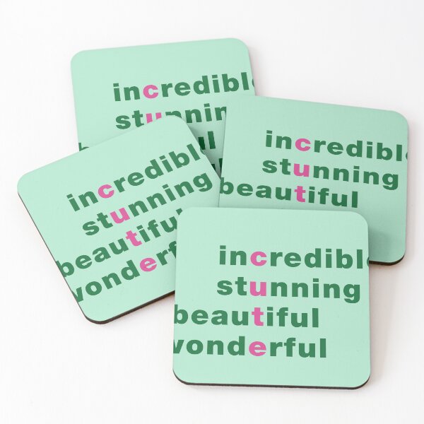 Item preview, Incredibly Cute Helvetica Text Art in Green and Pink designed and sold by Pinkdeer Designs.