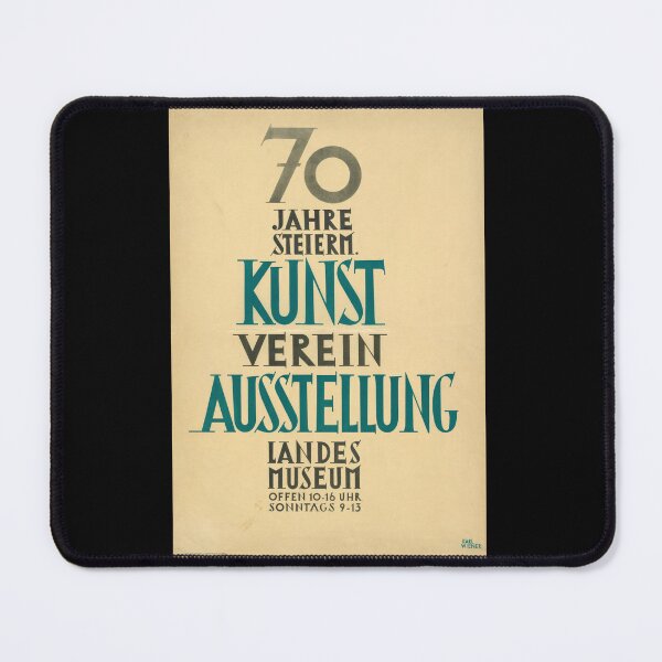 Item preview, Vintage Styrian Art Exhibition Poster | 70th Anniversary Print | Bauhaus Minimalist Design | Teal & Black Typography designed and sold by artofuniverse.