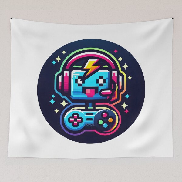 Item preview, Playful Pixel Gaming Robot with Headset and Game Controller. designed and sold by The-T-In-Retro.