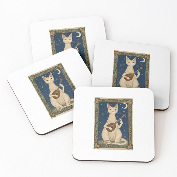 Item preview, Cream Cat Playing Lute Medieval Art designed and sold by PictorialWhimsy.