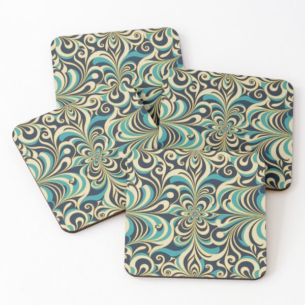 Item preview, Retro floral pattern in blue designed and sold by In-Spirit24.