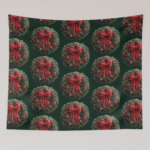 Item preview, Christmas Wreath – Festive Holiday Decoration with Greenery and Red Berries designed and sold by AillustriaAK.