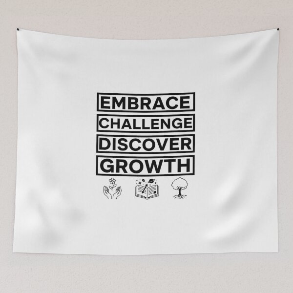 Item preview, Embrace Challenge Discover Growth – Motivational Typography designed and sold by Kavya Art.