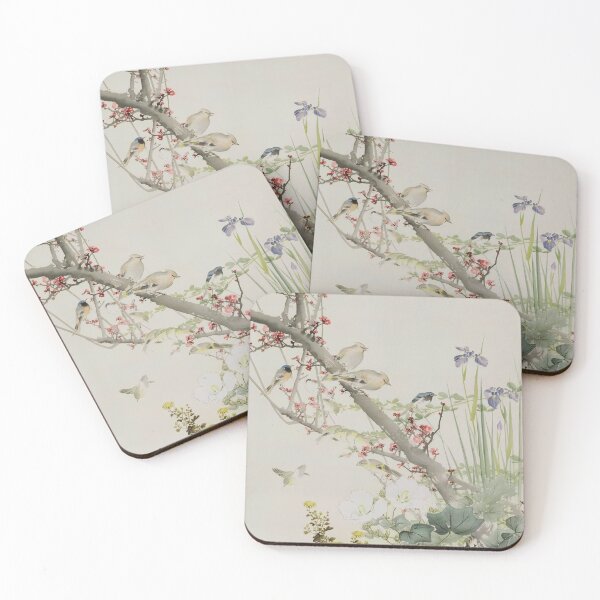 Item preview, Birds and Flowers of the Four Seasons 四季花鳥図 Hasegawa Gyokuho designed and sold by Onodera.