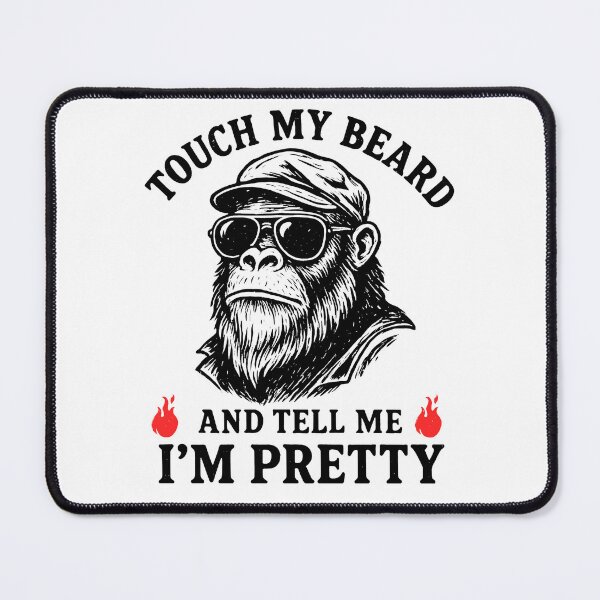 Item preview, Touch My Beard and Tell Me I’m Pretty – Funny Bearded Biker Ape designed and sold by Imaginationbeyond.