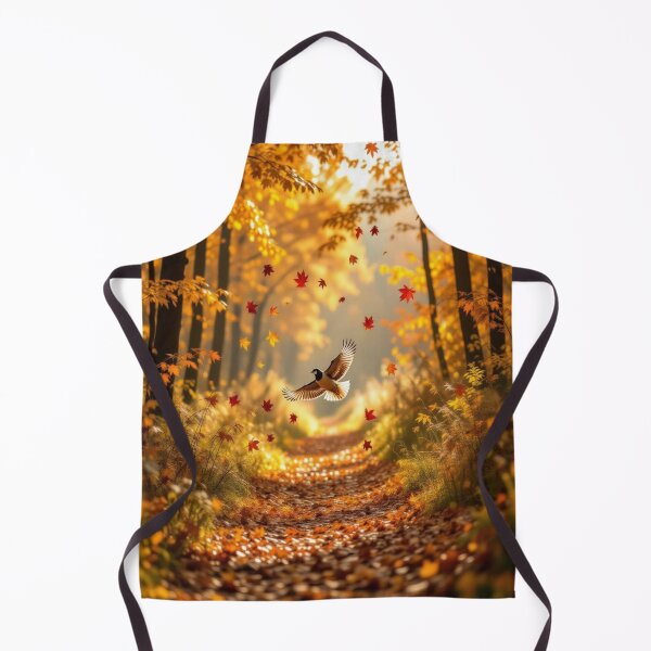 Item preview, Golden Autumn Path with Bird in Flight and Circle of Maple Leaves – Nature Dream Vision designed and sold by FotoworldEdel.