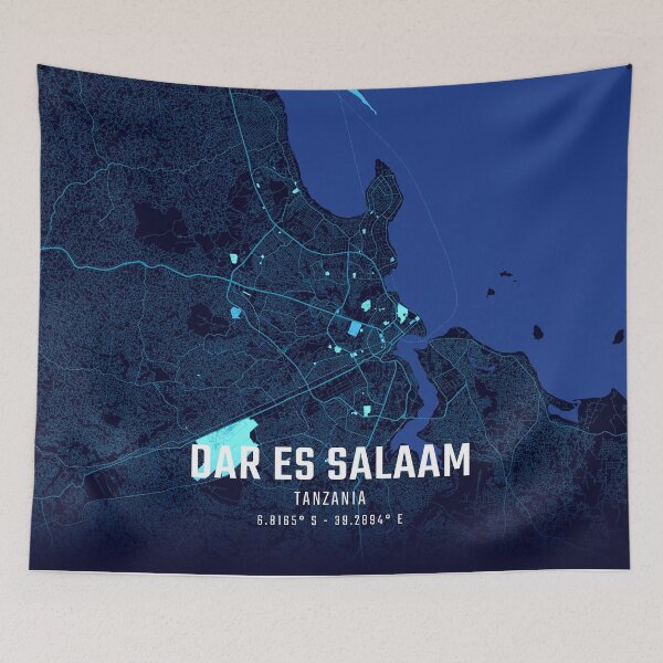 Item preview, Dar es Salaam Midnight City Map designed and sold by HomeLivingCo.