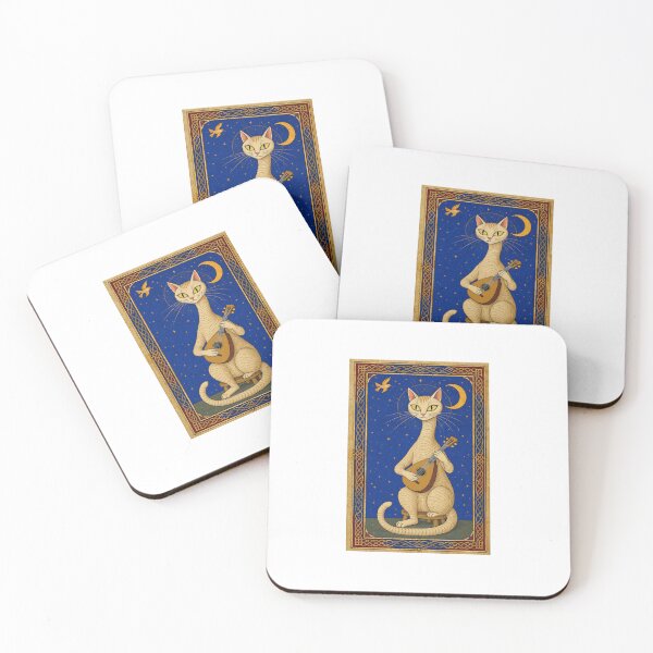 Item preview, Cream Cat Playing Lute Medieval Art designed and sold by PictorialWhimsy.