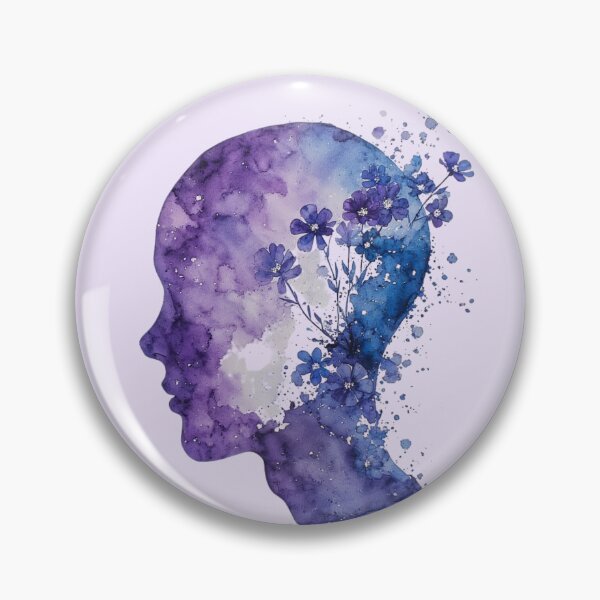 Item preview, Floral Watercolor Human Side Profile – Purple Blooming Brain Anatomy Art designed and sold by EmeraldeaArt.