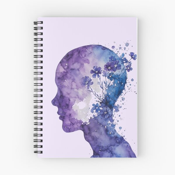 Item preview, Floral Watercolor Human Side Profile – Purple Blooming Brain Anatomy Art designed and sold by EmeraldeaArt.