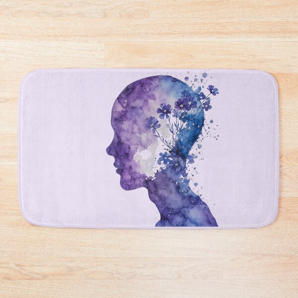 Item preview, Floral Watercolor Human Side Profile – Purple Blooming Brain Anatomy Art designed and sold by EmeraldeaArt.
