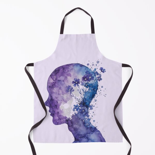 Item preview, Floral Watercolor Human Side Profile – Purple Blooming Brain Anatomy Art designed and sold by EmeraldeaArt.