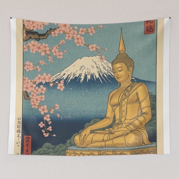 Item preview, Ukiyo-e Woodblock Print of the Golden Reclining Buddha designed and sold by Vandy Fullam.