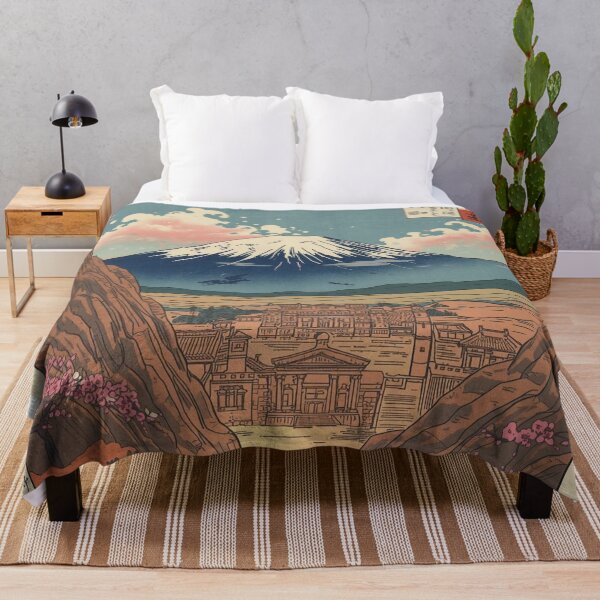 Item preview, Ukiyo-e Woodblock Print of Petra, Jordan – Mount Fuji and Japanese Clouds designed and sold by Vandy Fullam.