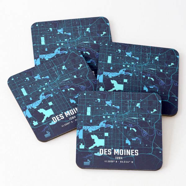 Item preview, Des Moines Midnight City Map designed and sold by HomeLivingCo.