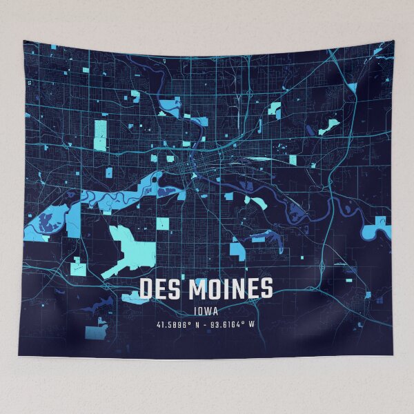 Item preview, Des Moines Midnight City Map designed and sold by HomeLivingCo.