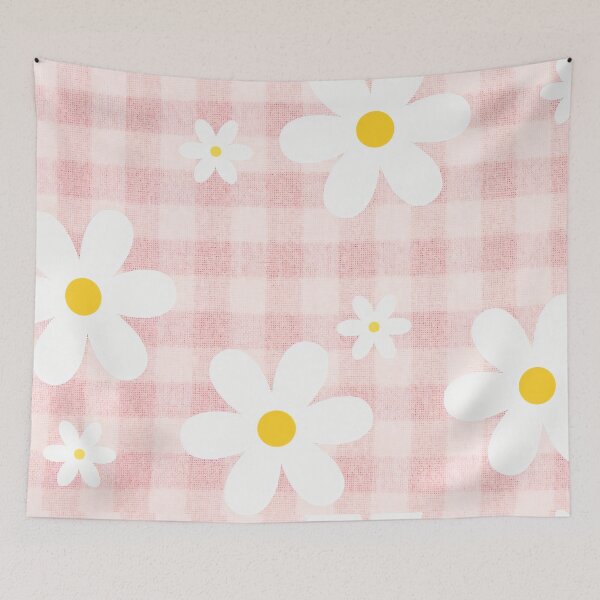 Artikelvorschau, Niedliches rosa Vichy-Karo-Muster mit weißen Gänseblümchen entworfen und verkauft von Colorville.