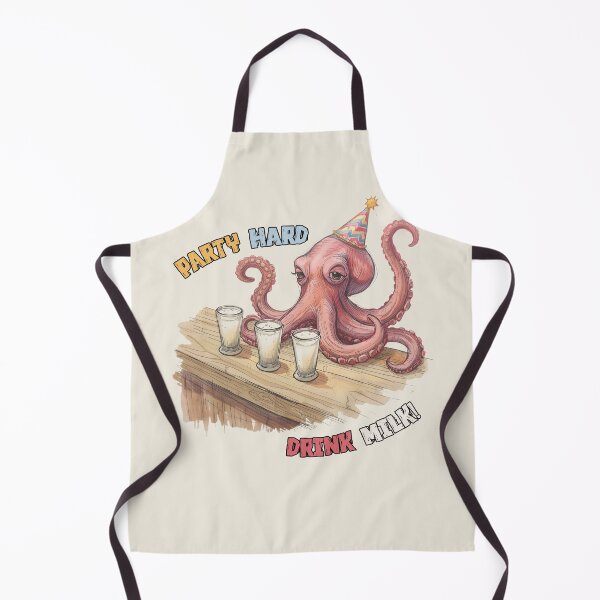 Item preview, Party Hard, Drink Milk – Funny Octopus Party Illustration designed and sold by TestudoDesign.