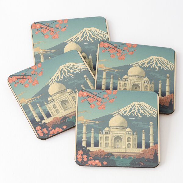 Item preview, Ukiyo-e Woodblock Print of the Taj Mahal – Mount Fuji and Japanese Clouds designed and sold by Vandy Fullam.