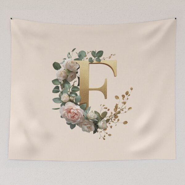 Item preview, Floral Gold Letter F Monogram – Coquette Christian Wall Art, Elegant Blush Rose Initial Print, Faith-Inspired Feminine Gift designed and sold by AmenAlways.