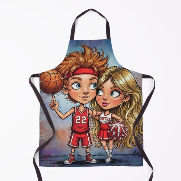 Item preview, Cute Basketball Couple — Cartoon Player Spinning Ball with Cheerleader, Street Art Style designed and sold by Pixel Pout.