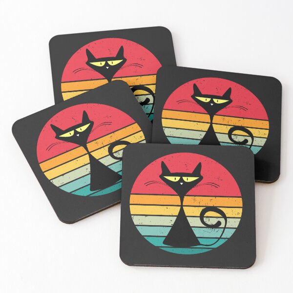 Item preview, Retro Black Cat with Sunset Stripes designed and sold by SN-art-design.