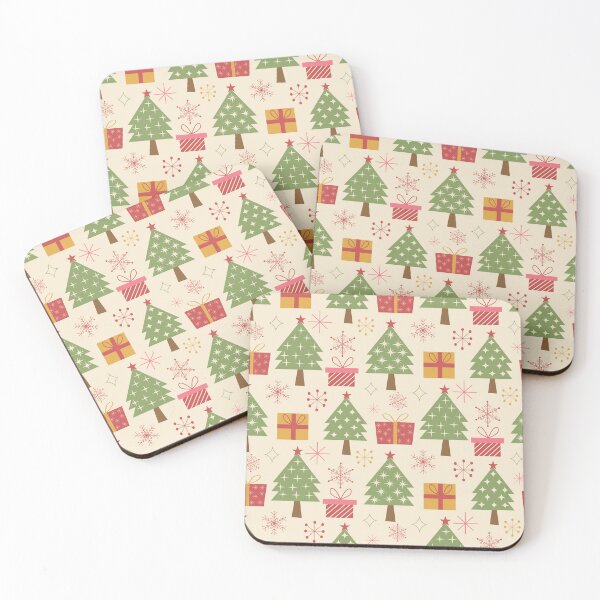 Item preview, Mid Century Christmas Atomic Trees with Gifts and Snowflakes designed and sold by Yasminepatterns .