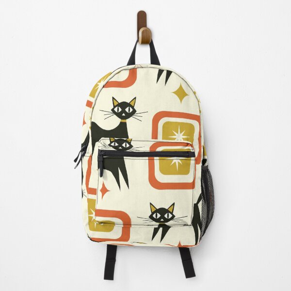 Item preview, Mid Century Black Atomic cats with mustard and orange squares designed and sold by Yasminepatterns .