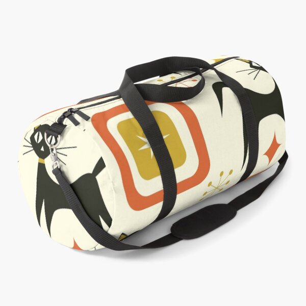 Item preview, Mid Century Black Atomic cats with mustard and orange squares designed and sold by Yasminepatterns .