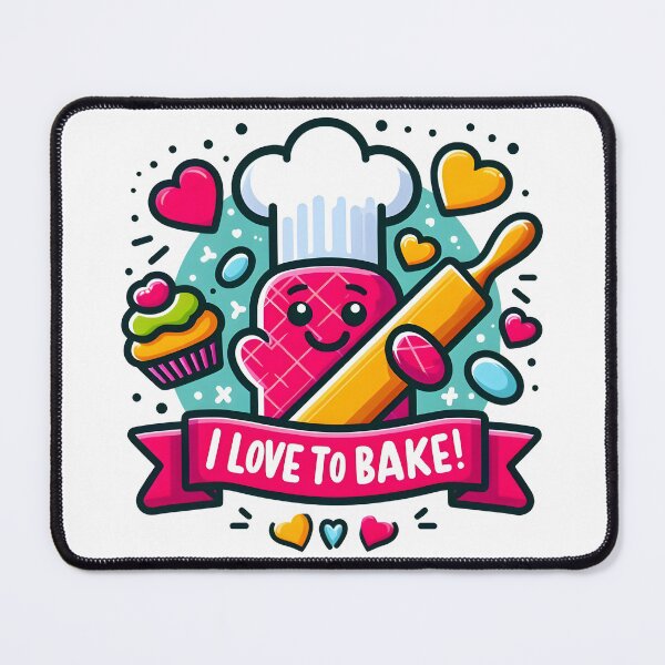 Item preview, Cute Baking Chef with Rolling Pin - I Love to Bake! designed and sold by The-T-In-Retro.