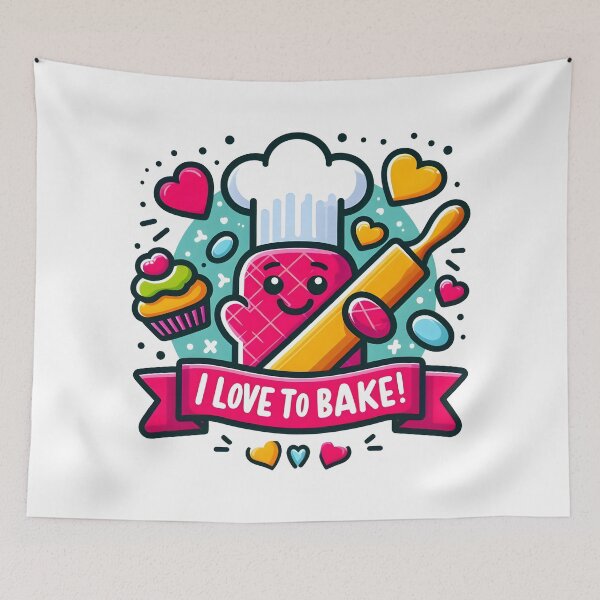 Item preview, Cute Baking Chef with Rolling Pin - I Love to Bake! designed and sold by The-T-In-Retro.