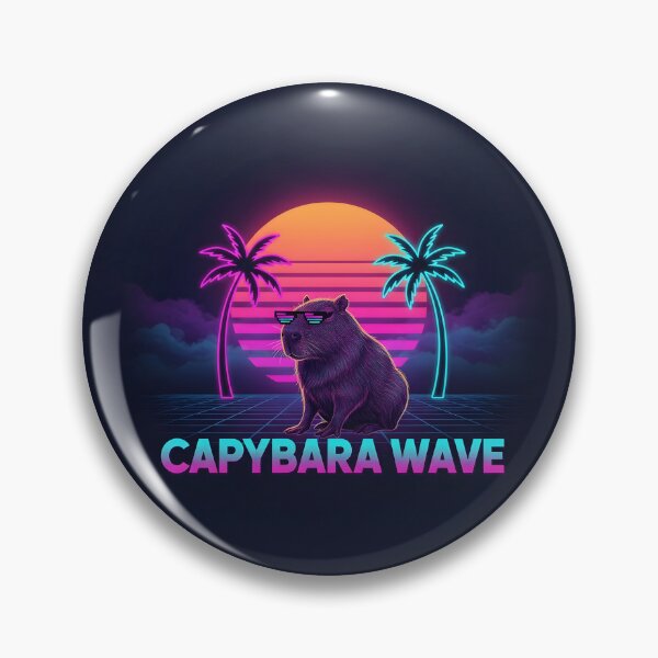 Item preview, Chill Capybara Retro Synthwave Sunset | 80s Vaporwave Aesthetic Animal Art designed and sold by SergioMiklos.