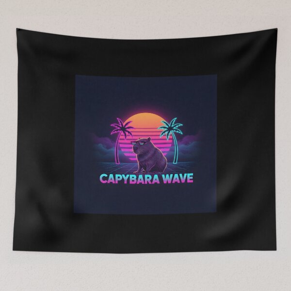 Item preview, Chill Capybara Retro Synthwave Sunset | 80s Vaporwave Aesthetic Animal Art designed and sold by SergioMiklos.