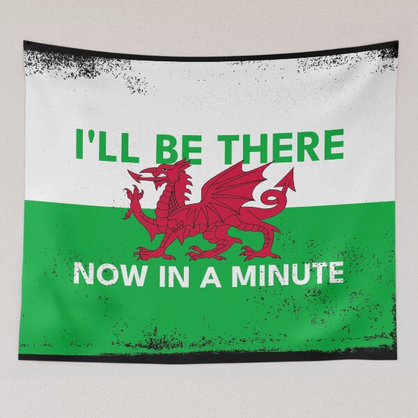 Item preview, Welsh Dragon Flag - Be There Now In A Minute (Vintage Style) designed and sold by Designs by Jesabee.