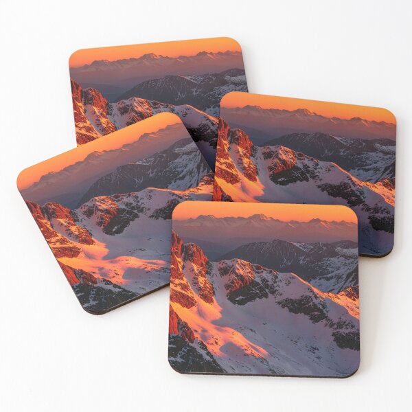 Item preview, Snowy Mountain Range Peaks at Vibrant Sunrise designed and sold by homydesign.