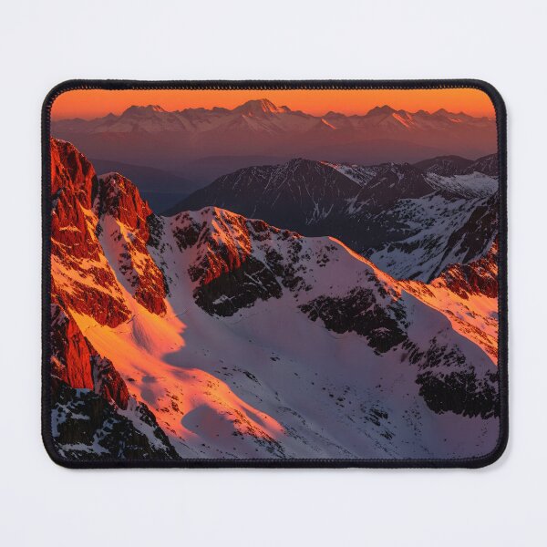 Item preview, Snowy Mountain Range Peaks at Vibrant Sunrise designed and sold by homydesign.