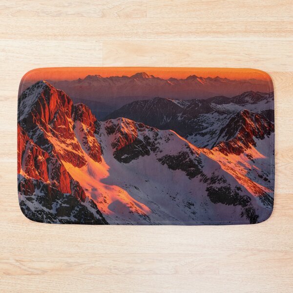 Item preview, Snowy Mountain Range Peaks at Vibrant Sunrise designed and sold by homydesign.