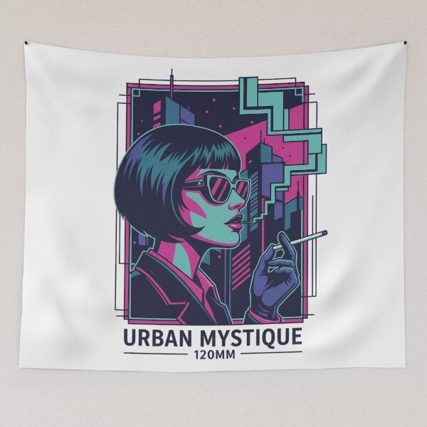 Item preview, Urban Mystique Woman Smoking in Neon Cyberpunk Style. designed and sold by Spark2Seduction.