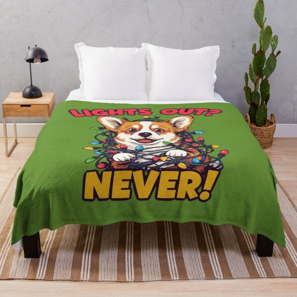 Item preview, Funny Christmas Corgi – Lights Out Never Holiday Dog Illustration designed and sold by ArtBySylvia.
